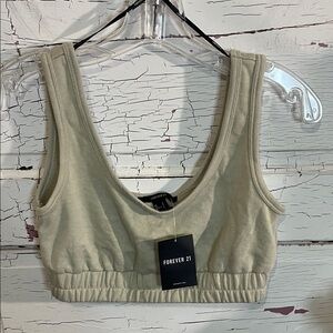 NWT Forever 21 Women's Mint Green Sports Bra IN Sweatshirt material Elastic Sm
